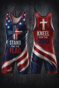 STAND FOR THE FLAG KNEEL FOR THE CROSS SINGLET