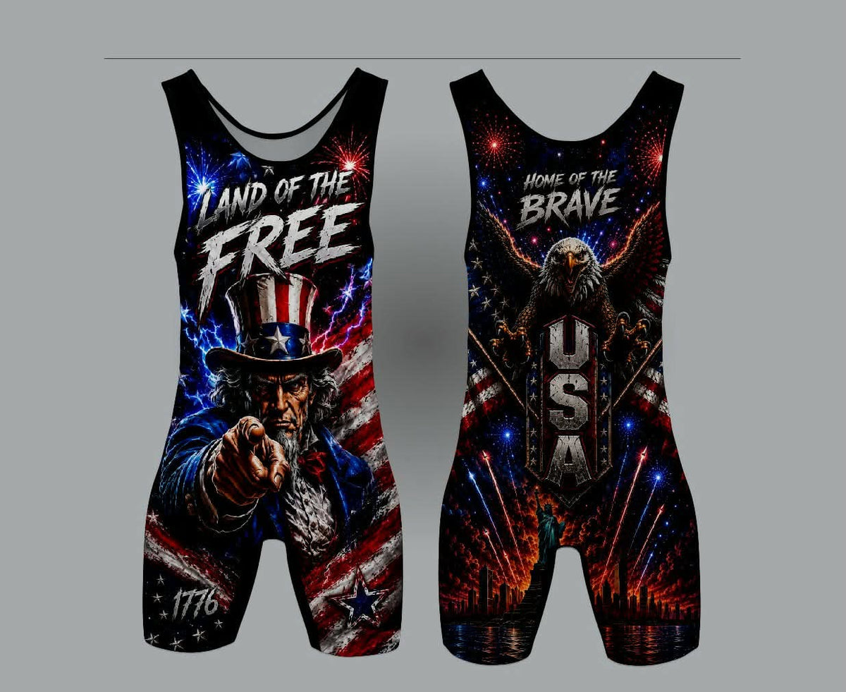 Land of the free home of the brave multi color singlet